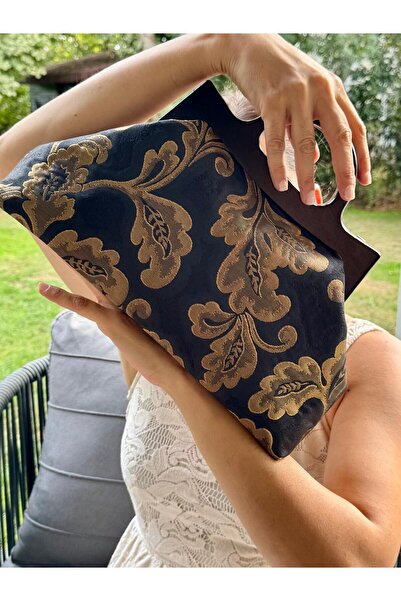 JOPHIEL Cassiel - Ahşap Burslu Kumaş Portföy Çanta, Clutch, El Çantası