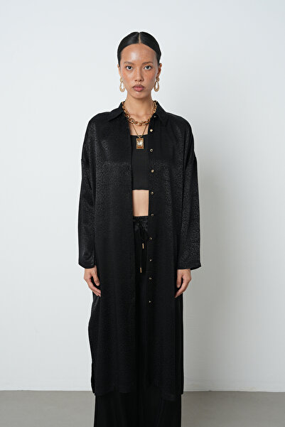 Orfeo Negro Γυναικείο Μακρύ Τουνίκ Μαύρο Χρώμα με Σχέδιο Τζιλάμπα - Φόρεμα