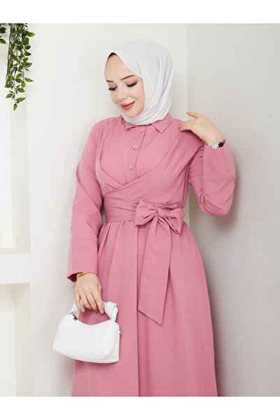 Giza Giyim Γυναικείο φόρεμα χιτζάμπ με κουμπιά με σταθερή ζώνη με κουμπιά