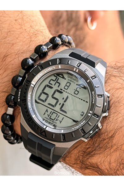 Jaga Spor Erkek Kol Saati, Siyah Sililkon Kordon Havuz Deniz Kullanıma Uygun,Kronometreli