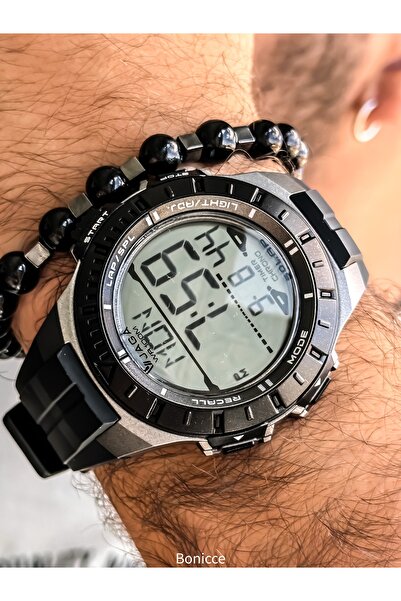 Jaga Spor Erkek Kol Saati, Siyah Sililkon Kordon Havuz Deniz Kullanıma Uygun,Kronometreli