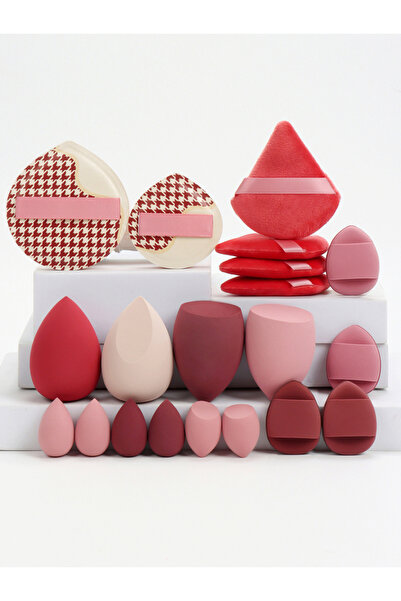 Choice12 مجموعة إسفنجة مكياج وردية اللون مكونة من 20 قطعة مناسبة لكريم الوجه والبودرة وخافي العيوب.