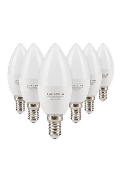 Lawazim LED Candle Bulb C37 E14 5W - 6 Pack 6500K Daylight Energy Saving Non Dimmable 400 Lumens