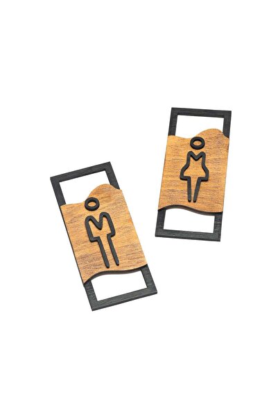 OEM Set Doua Simboluri din lemn HH971 Semn de Toaleta Personalizat 7x18 cm