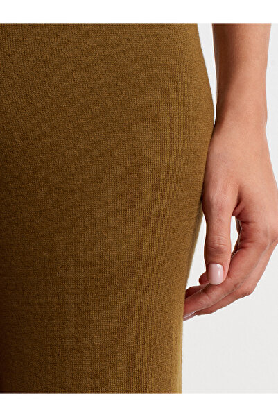 Dilvin 70163 Beli Lastikli Yünlü Triko Pantolon-Yağ Yeşil