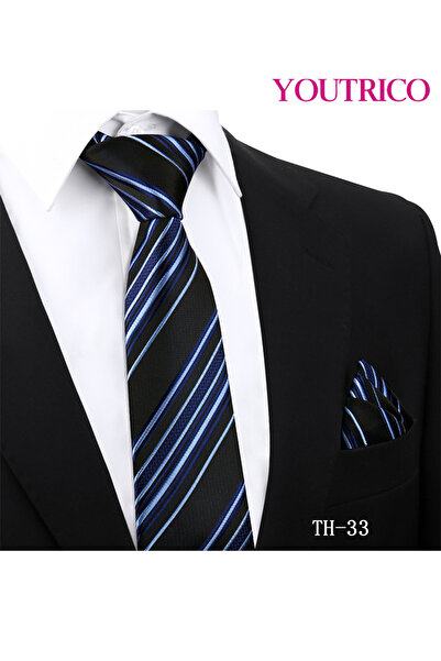 Youtrico طقم ربطة عنق ومنديل - طقم رسمي من قطعتين مصنوع يدويًا