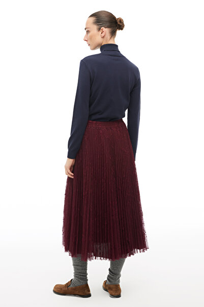 Perspective Burgundy High Waist Ankle Length Skirt
