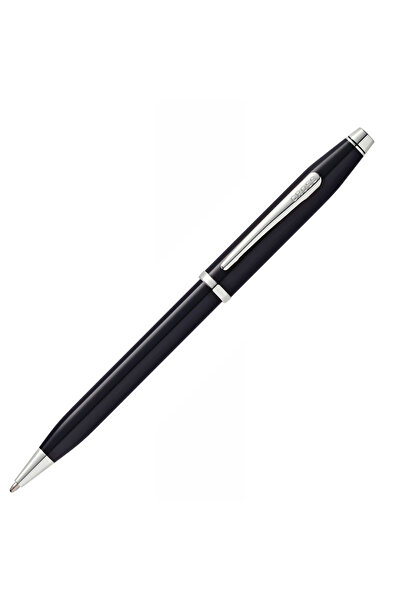 Cross Century 2 Laq Black Chrome Trim Ball Pen w/ Emblem