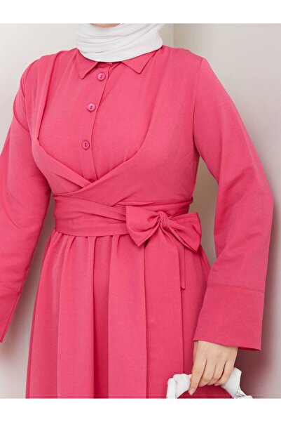 Giza Giyim Γυναικείο φόρεμα χιτζάμπ με κουμπιά με σταθερή ζώνη με κουμπιά