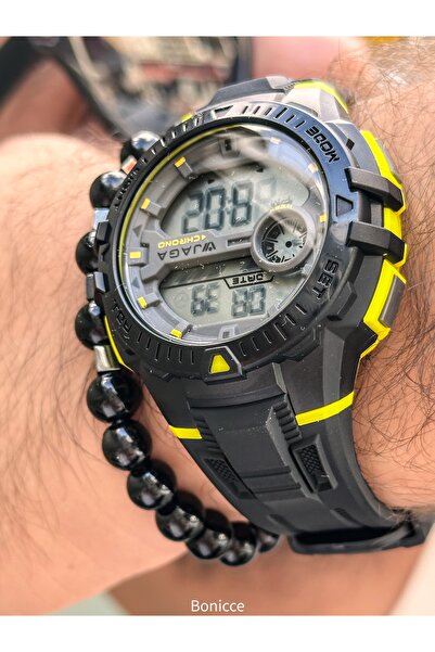 Jaga Sports Men's Wristwatch, Black Sililkon Band Suitable for Pool and Sea Use, with Stopwatch