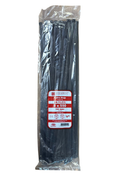 Pemsan Kablo Bağı Cırt Kelepçe 8x550 mm Siyah 100 Adet Fiyatıdır
