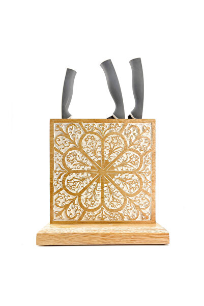 Souq DESIGNS حامل سكاكين خشبي لتخزين السكاكين وملاعق الطبخ وسكاكين المطبخ