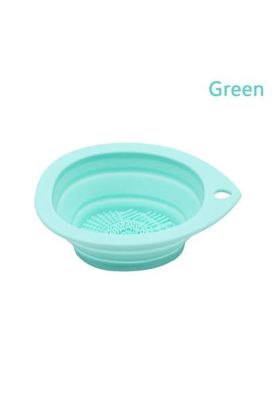 choice2 منظف ​​فرش المكياج من السيليكون الأخضر، منفاخ بودرة قابل للطي، وعاء تنظيف فرش ظلال العيون، غسيل ناعم