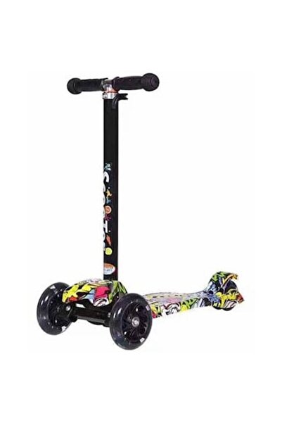 Mixbo Trotineta cu 3 Roti Luminoase, Mixbo, Model cu Desene, Negru, Galben, C...