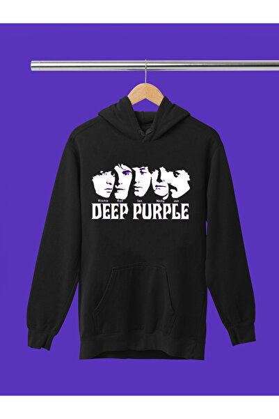 MAGORS سترة روك قطنية مطبوعة باللون الأرجواني الداكن بأكمام طويلة وثلاثة خيوط...