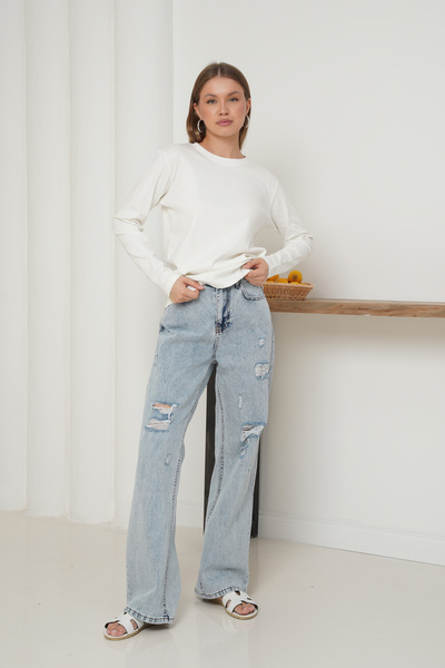 Ay Moda Collection Interlock Fabric Long Sleeve Crew Neck Women's T-Shirt