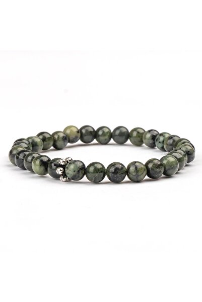 Mitr سوار من حجر اليشم الكندي الطبيعي (6 مم) - لمسة خضراء