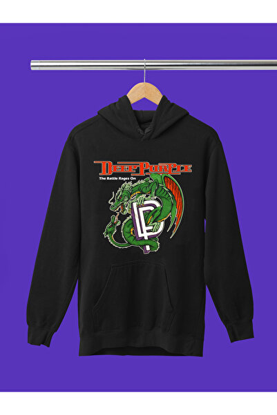 MAGORS Hanorac rock cu glugă, cu mânecă lungă, din bumbac, cu imprimeu violet...