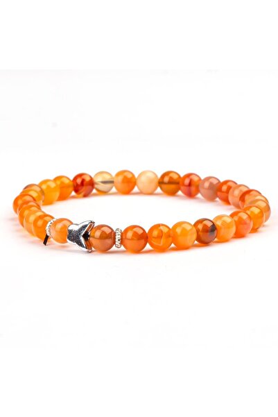 Mitr سوار من حجر العقيق الكارنيليان الطبيعي (6 مم) - شرارة داخلية