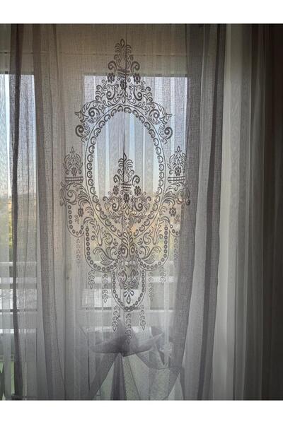Üçbey Gray Color Panel Tulle Curtain Background Tulle Ready-Made Tulle Curtain Model Tulle Living Room Decoration (100X270 Adjustable Size)