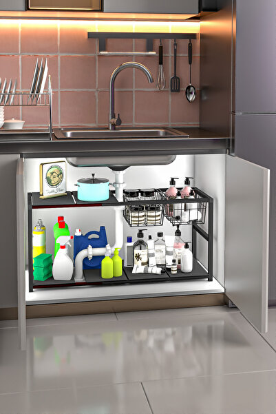 Taşdibi Home LAVABO ALTI METAL SEPETLİ GENİŞLETİLEBİLİR DÜZENLEYİCİ