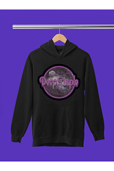 MAGORS Hanorac rock cu glugă, cu mânecă lungă, din bumbac, cu imprimeu violet...