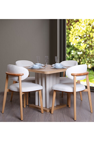 Eymense Lento Little Kare 4 Sandalyeli Mutfak Masa Takımı