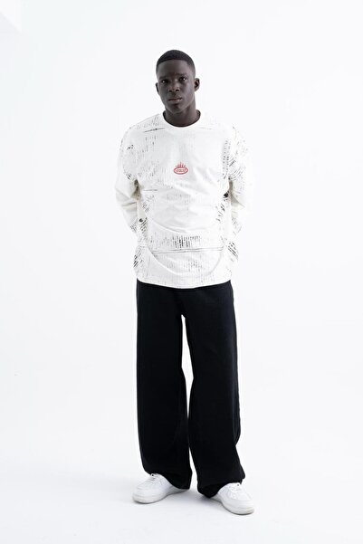 Machinist Ανδρικό φούτερ με στάμπα Oversize εκρού