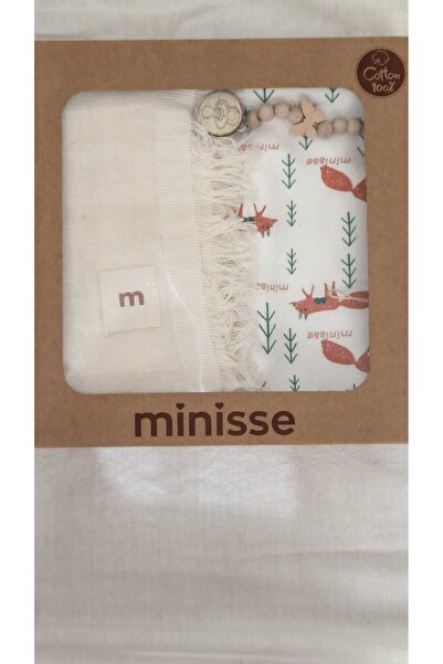 Minisse My Baby Kumsal 80X90 cm 1 Piece Combed Cotton 1 Piece Muslin Blanket 1 Piece Pacifier Strap 3-Piece Set Boxed 4924