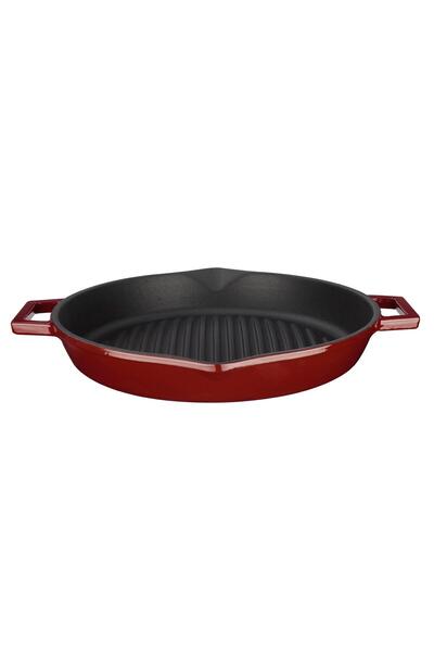 Lava Cast Round Grill Pan Cast Iron Solid Double Handle Conkav Base 15mmDiame...