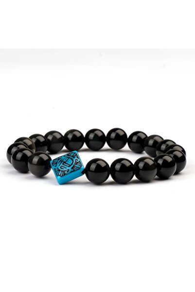 Mitr سوار من حجر الأوبسيديان الطبيعي (10 مم) - تميمة داكنة