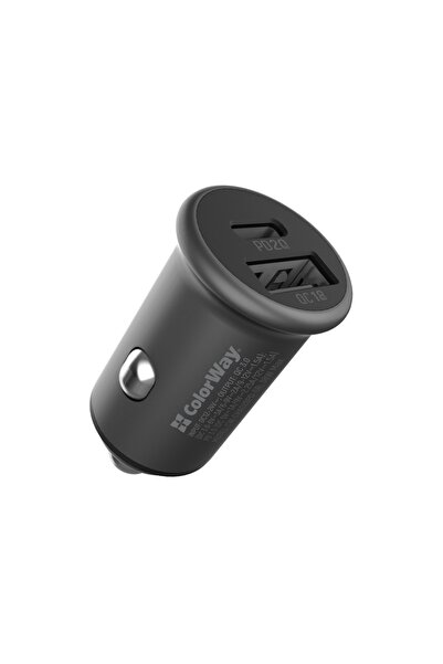 ColorWay Car Charger 38W, 1x USB-A QC3.0, 1x Type-C PD20W, Fast Charge, CW-CHA029PD, Gray