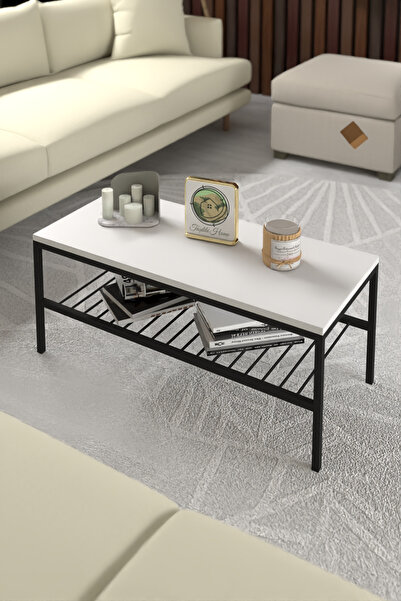 Taşdibi Home BEYAZ 2 RAFLI METAL ORTA SEHPA