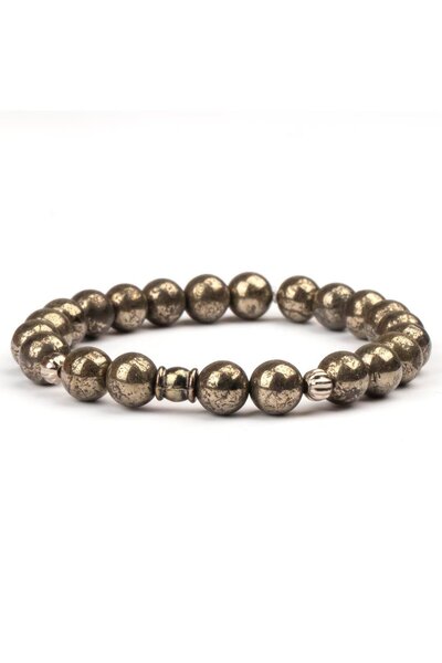 Mitr سوار من حجر البيريت الطبيعي (8 مم) - حماية مكعبة