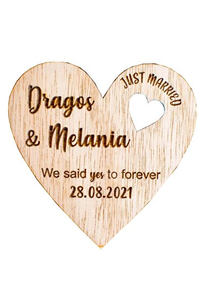 OEM Set 10 Mărturii Lemn HH6733 Aranjament Masă Personalizat Nuntă Just Married Am Spus Da