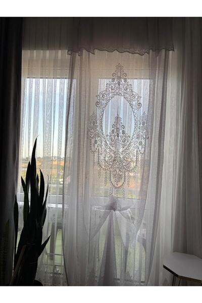 Üçbey Gray Color Panel Tulle Curtain Background Tulle Ready-Made Tulle Curtain Model Tulle Living Room Decoration (100X270 Adjustable Size)