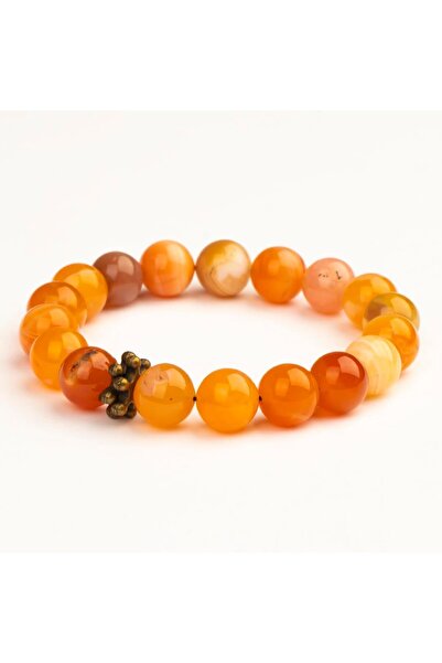 Mitr سوار من حجر العقيق الكارنيليان الطبيعي (10 مم) - يتوهج في الظلام