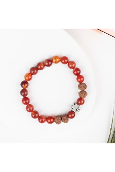 Mitr Red Agate Natural Stone Bracelet(Rudraksha)
