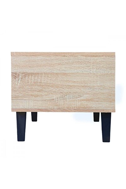 BAITY Coffee Table with Base and 2 Storage Shelves - Wooden and Gray