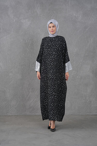 Fzd filizzade Front and Back Different Cuff Sequined Abaya Ferace