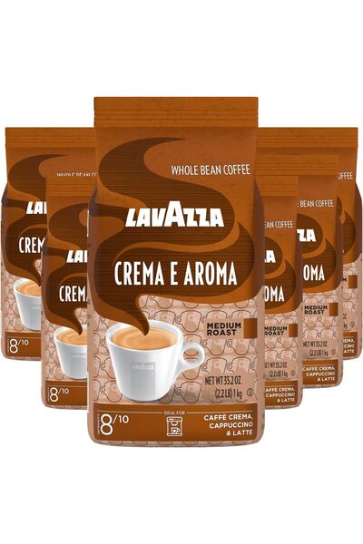 LavAzza Roasted Coffee Beans, Crema E Aroma, 2.20 lbs (Pack of 6)