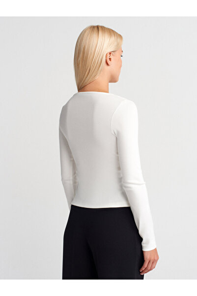 Dilvin 31993 Double Zipper Top-Ecru