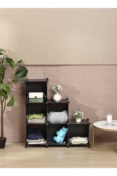 Lawazim Storage Cabinet 6 Cube - Modular Plastic Organizer with Tool Free Assembly 30x30x30cm