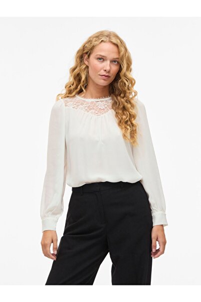 VILA Oberteil mit langen Ärmeln VIFREDE Spitzen