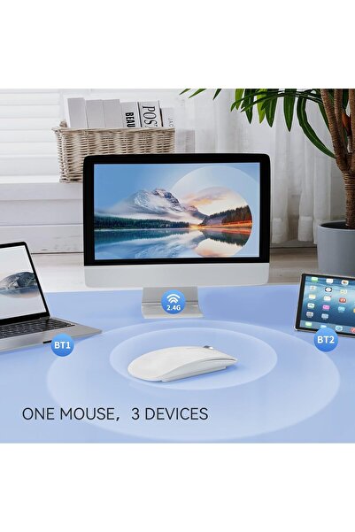 Magic4U Bluetooth Mouse, Rechargeable Wireless Mouse, Silent Tri-Mode Wireless Mouse (Dual Bluetooth 5.1 + 2