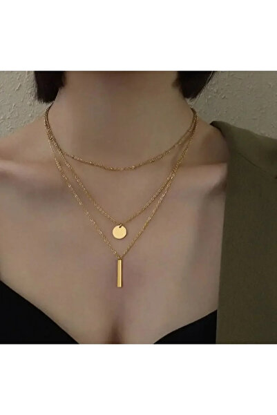 HARİNA قلادة ذهبية نسائية بثلاثة صفوف