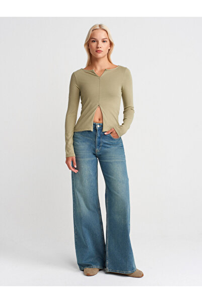 Dilvin 31993 Double Zipper Top-Çağla (Likely a Brand Name)