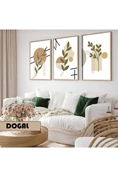 Children's room Living Room-Minimalist Modern Bohemian Green Planted 01| 3-PIECE MDF AHMDF WITH WOODEN FRAME