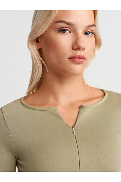 Dilvin 31993 Double Zipper Top-Çağla (Likely a Brand Name)