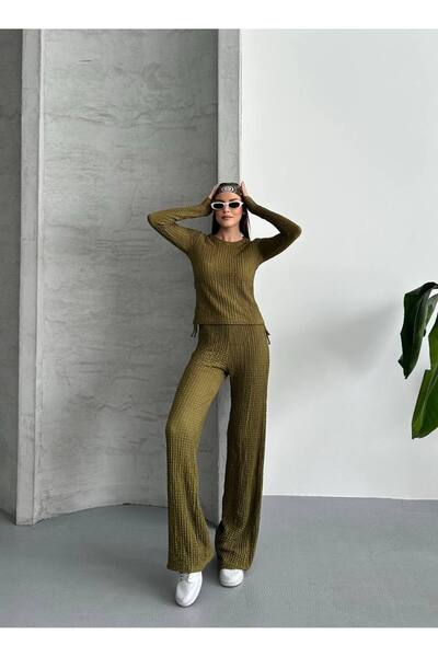 ZF BUTİK Beli Binding Detailed Lower Upper Gofre Suit (Set)